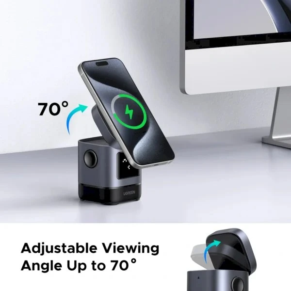 Bevielis įkroviklis UGREEN 2-in-1 Magnetic Wireless Charger