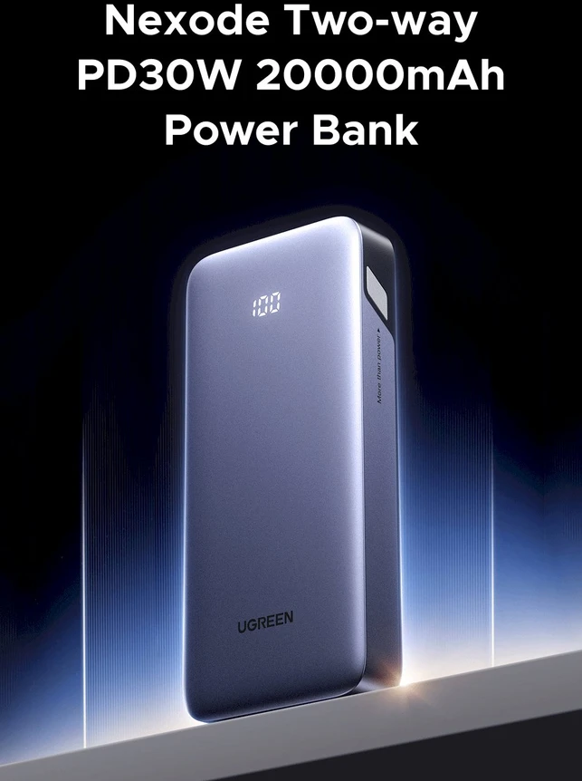 Powerbank 20000mAh Ugreen PB532, USB 2x USB-C, 30W (pilkas)