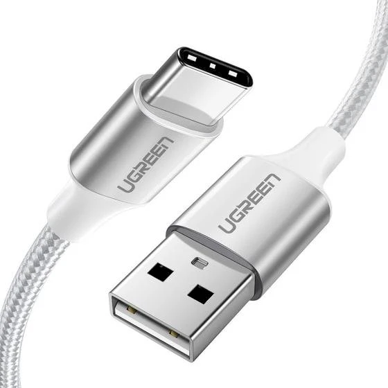 UGREEN nikeliu dengtas USB-C kabelis QC3.0 1m
