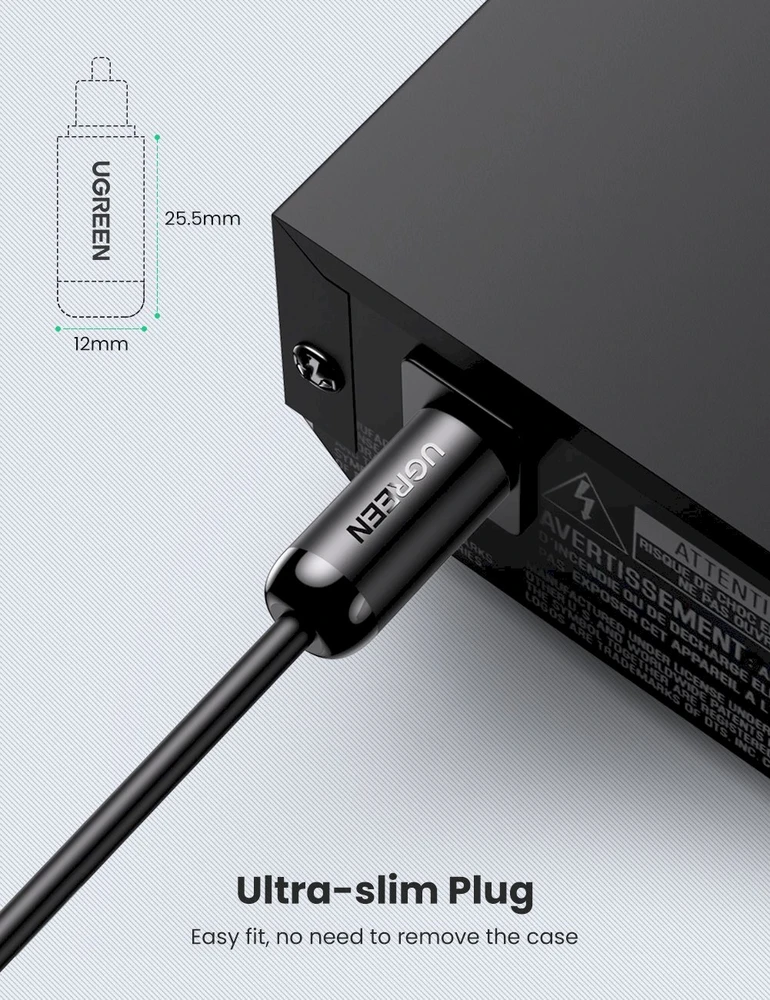 UGREEN AV122 Toslink garso optinis kabelis, 2 m, Juodas