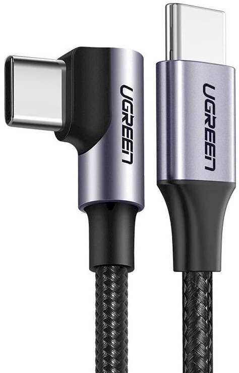 USB-C į USB-C kabelis Ugreen US255, 3 m, 60 W, kampuotas (juodos spalvos)