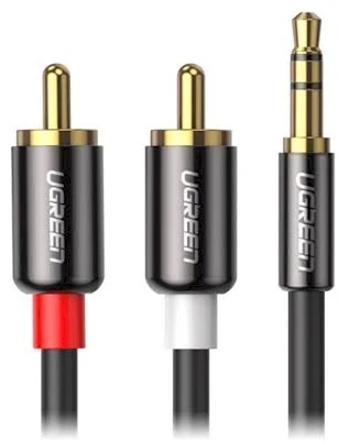 UGREEN AV116 3.5 mm lizdas iki 2RCA (Cinch) kabelis 2 m (juodas)