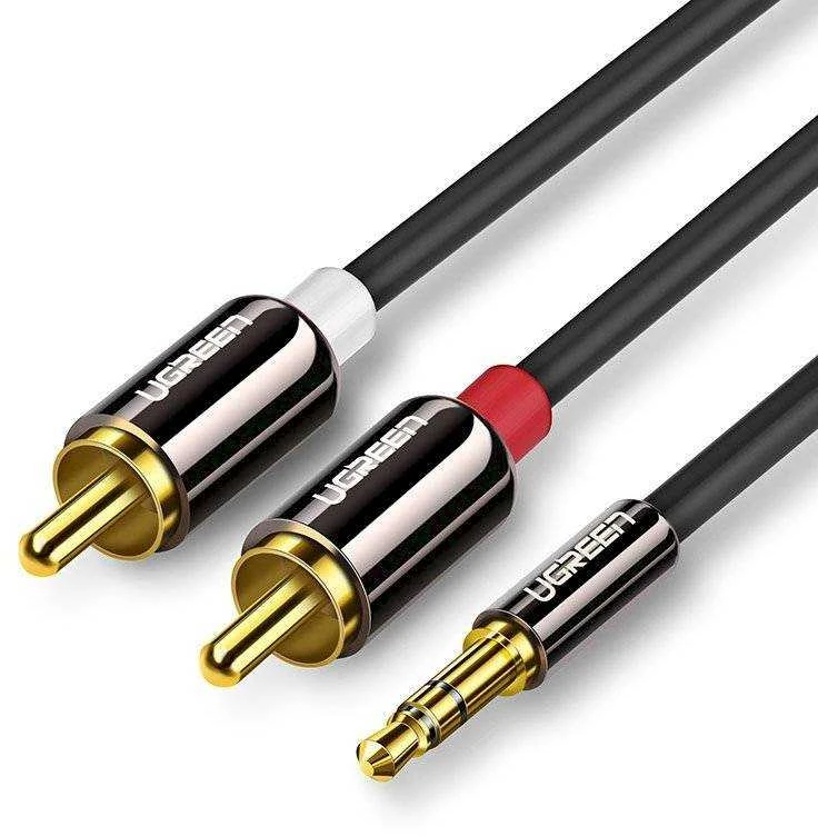 Lizdas iki 2RCA kabelis UGREEN AV116 3.5mm (Cinch) 5m (juodas)