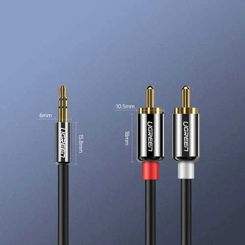 UGREEN AV116 kabelis AUX 3.5mm - 2RCA Cinch 3m - Juodas