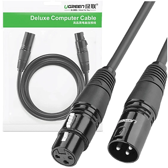 Kabelis XLR lizdas XLR kištukinis kabelis UGREEN AV130 - 5m (juodas)