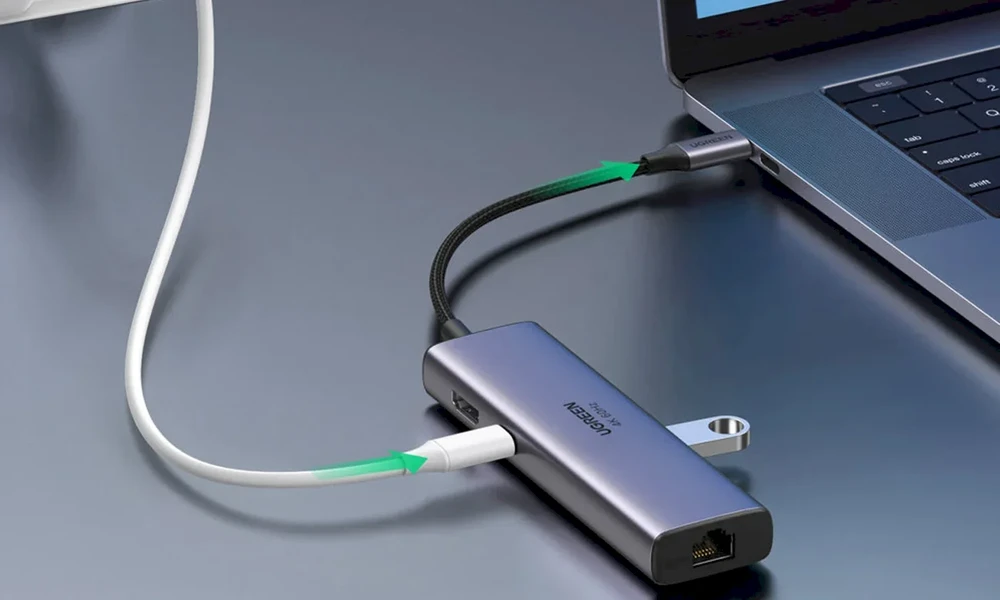 HUB 7in1 Ugreen CM512 USB-C / 2x USB-A 3.2 / HDMI 4K / SD TF skaitytuvas / USB-C PD 100W / RJ45 - pilka