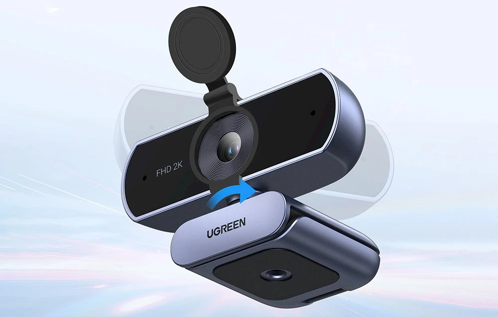 Ugreen Internetinė USB kamera FHD 2K@30FPS su triukšmą slopinančiu mikrofonu, privatumo dangteliu