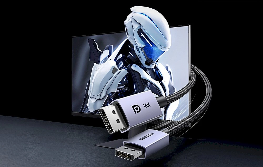Ugreen DP118 DisplayPort 2.1 cable 2m - pilkos spalvos