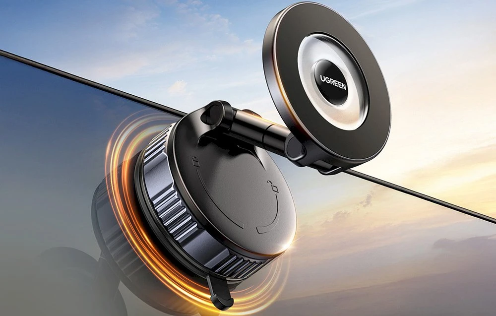 Ugreen Automobilinis magnetinis telefono laikiklis su siurbtuku, juodas