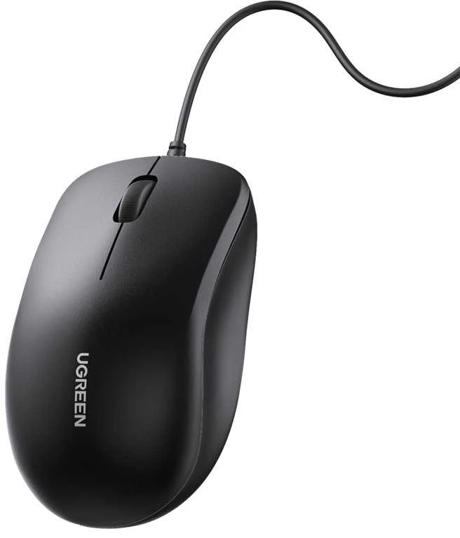 Ugreen Laidinė USB kompiuterinė pelė 1200 dpi, juoda