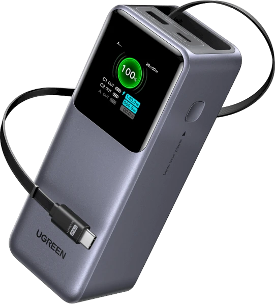 Nešiojama baterija UGREEN Nexode Power Bank, 165W, 20,000 mAh, su įtraukiamu kabeliu