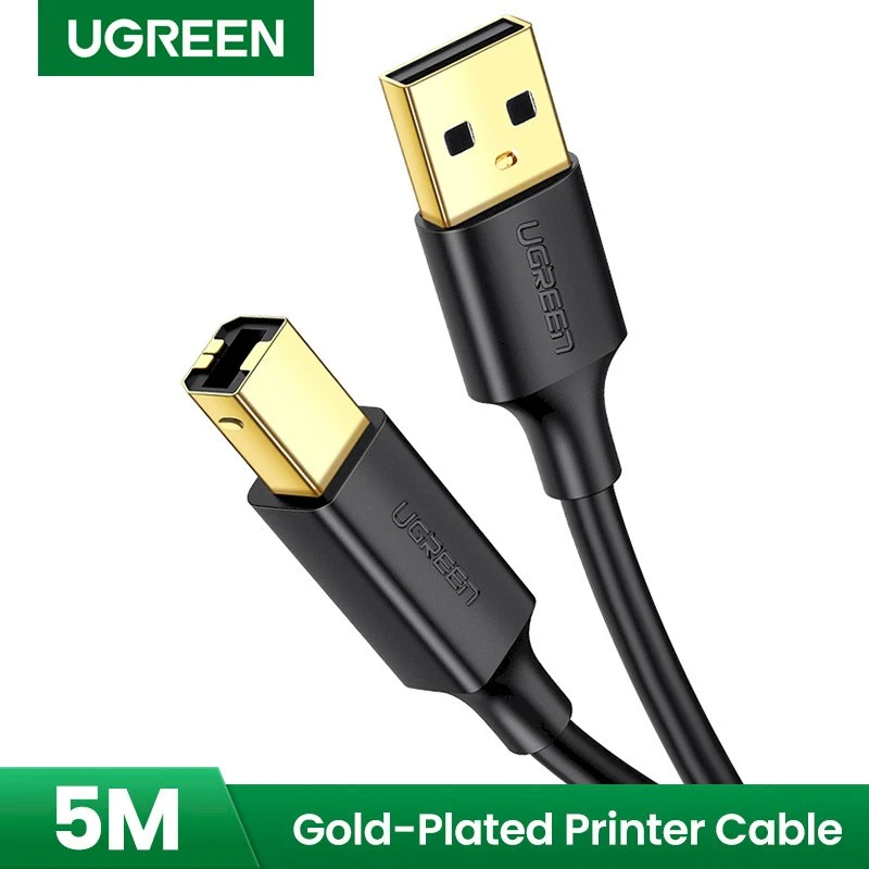 UGREEN US135 USB 2.0 AB spausdintuvo kabelis 5m - Juodas