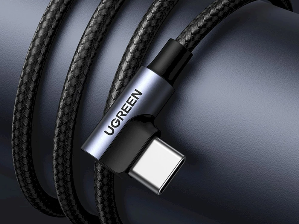 USB-C į USB-A 2.0 kampinis laidas UGREEN US176, 3A, 3m - Juodas