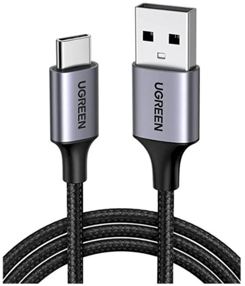 Nikeliuotas USB-C laidas QC3.0 UGREEN 2m su aliuminio kištuku - Juodas