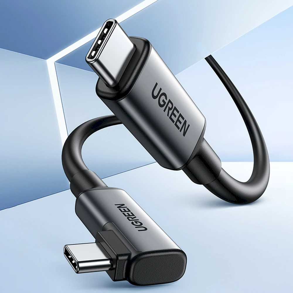 Kabelis USB C - USB C kampinis kištukas USB3.2 Gen1 60W PD3.0 5m juodas US551 UGREEN