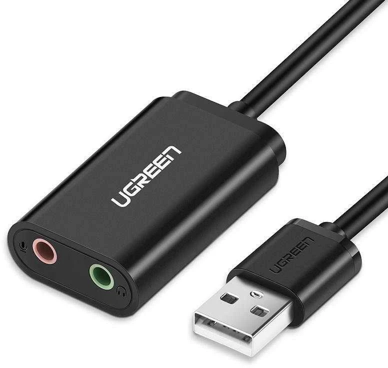 Išorinis USB garso adapteris UGREEN 15cm - Juoda