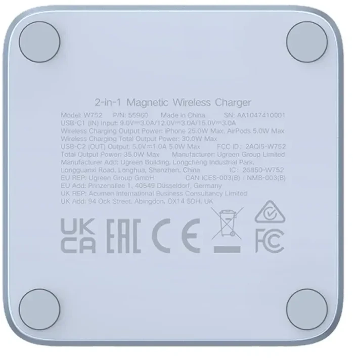Ugreen Belaidis magnetinis įkroviklis MagFlow Qi2 Apple įrenginiams 25W