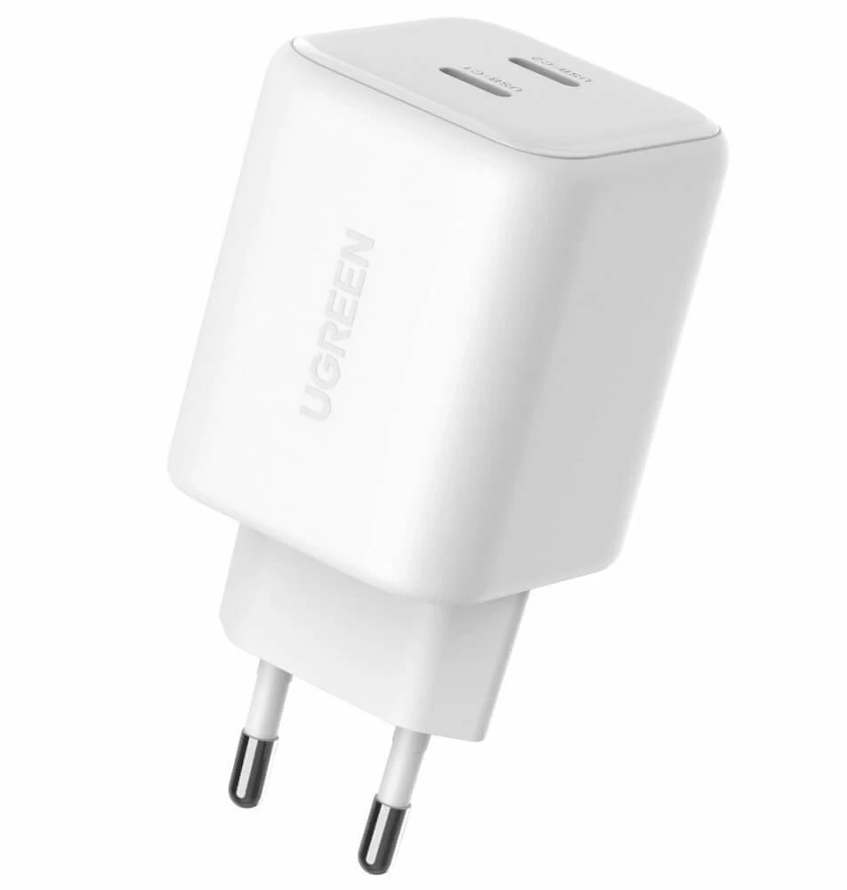 Įkroviklis Ugreen GaN 45W 2xUSB-C - balta
