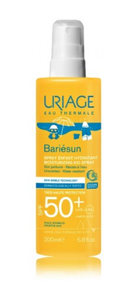 Uriage Bariésun Moisturizing Kid Purškiklis SPF 50+ drėkinamasis veido ir kūno purškiklis nuo saulės vaikams, 200 ml