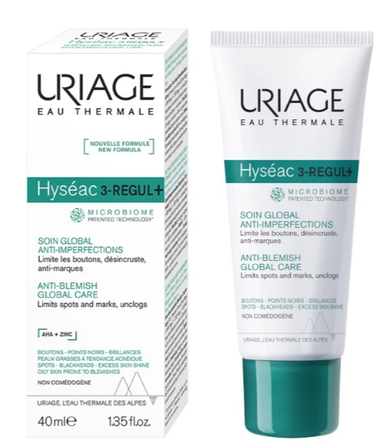 Uriage Hyseac 3 Regul+. Spuogai, inkštirai. Salicilo rūgštis/AHA 40 ml