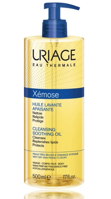 Uriage Xemose Cleansing Oil valomasis aliejus sausai odai veidui ir kūnui, 500 ml