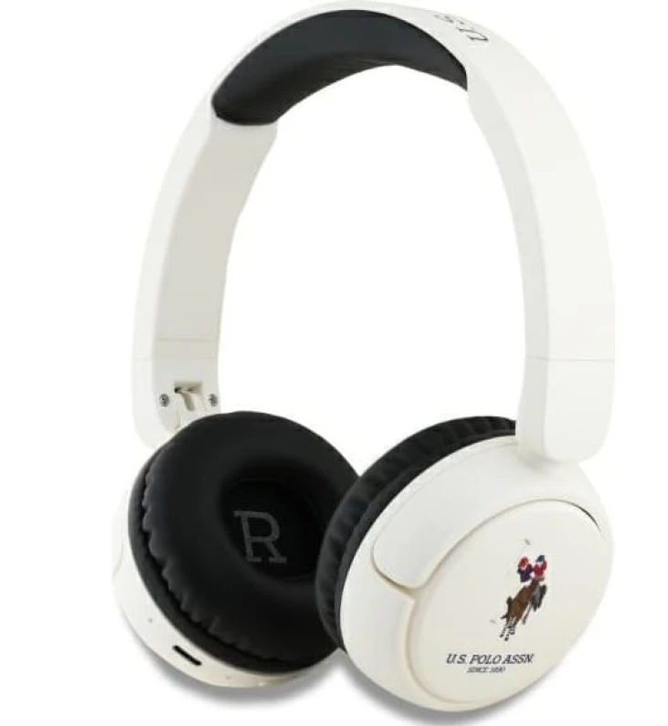 U.S. Polo Assn. baltos belaidės ausinės su logotipu