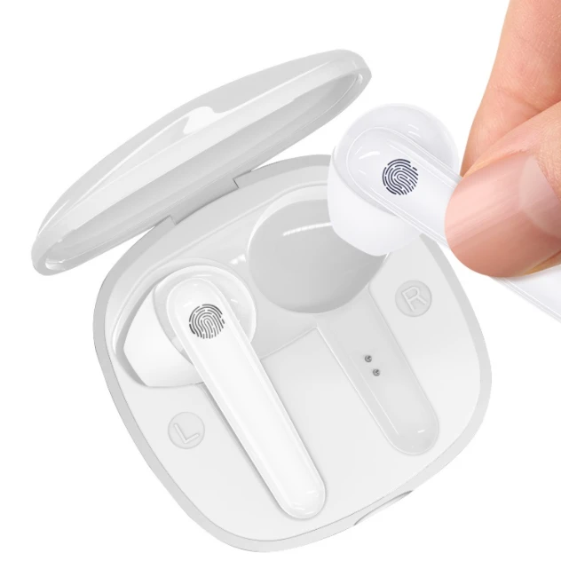 USAMS Bluetooth 5.0 TWS SD Series Belaidės ausinės baltos spalvos BHUSD01