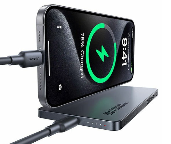 USAMS indukcinė išorinė baterija 5000mAh 20W PD greito įkrovimo tamsinti CY serija 5KCD23101 (US-CD231)