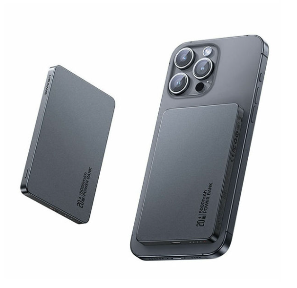 USAMS indukcinė išorinė baterija 5000mAh 20W PD greito įkrovimo tamsinti CY serija 5KCD23101 (US-CD231)