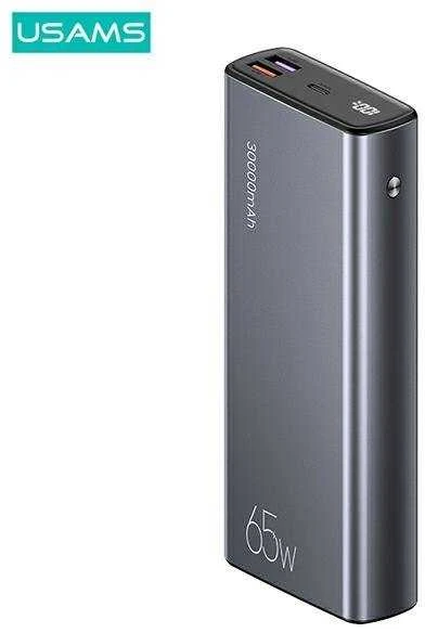 USAMS Powerbank PB59 30000mAh 65W 2xQC3.0 + PD Fast Charge juodos spalvos CMXLOGTC01 (US-CD165) + U cable