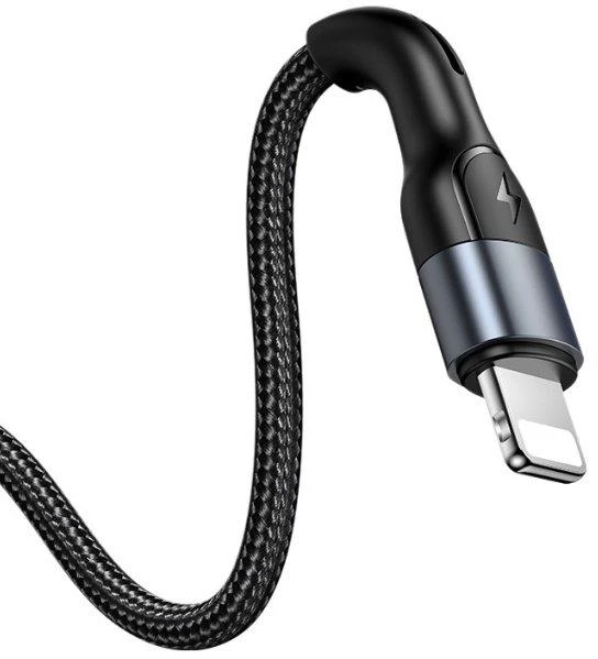 USAMS Braided U55 2A Lightning Kabelis juodos spalvos 1m SJ448USB01 (US-SJ448)