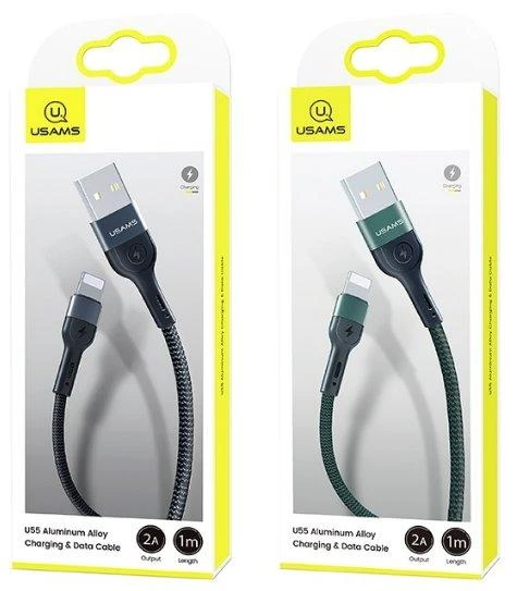 USAMS Braided U55 2A Lightning Kabelis juodos spalvos 1m SJ448USB01 (US-SJ448)