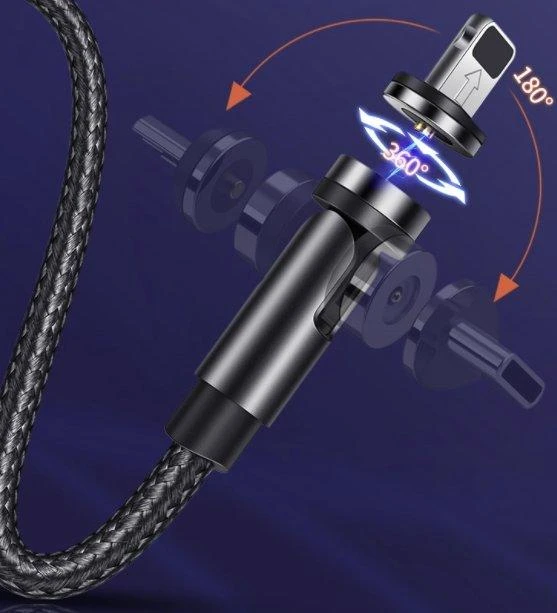 USAMS U59 Magnetic Lightning Kabelis 2.1A Fast Charge 1m Braided juodos spalvos SJ472USB01 (US-SJ472)
