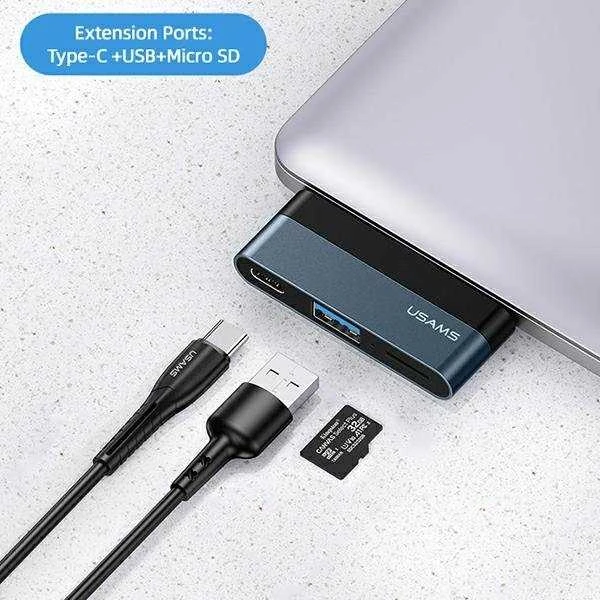 USAMS USB šakotuvas su Micro SD kortele