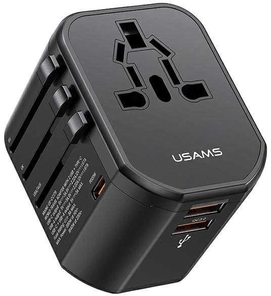 USAMS Adapteris network 2xUSB+1xUSB-C T59 20W4in1 US/AU/EU/UK juodas/juodas CC179TC01 (US-CC179) Univers