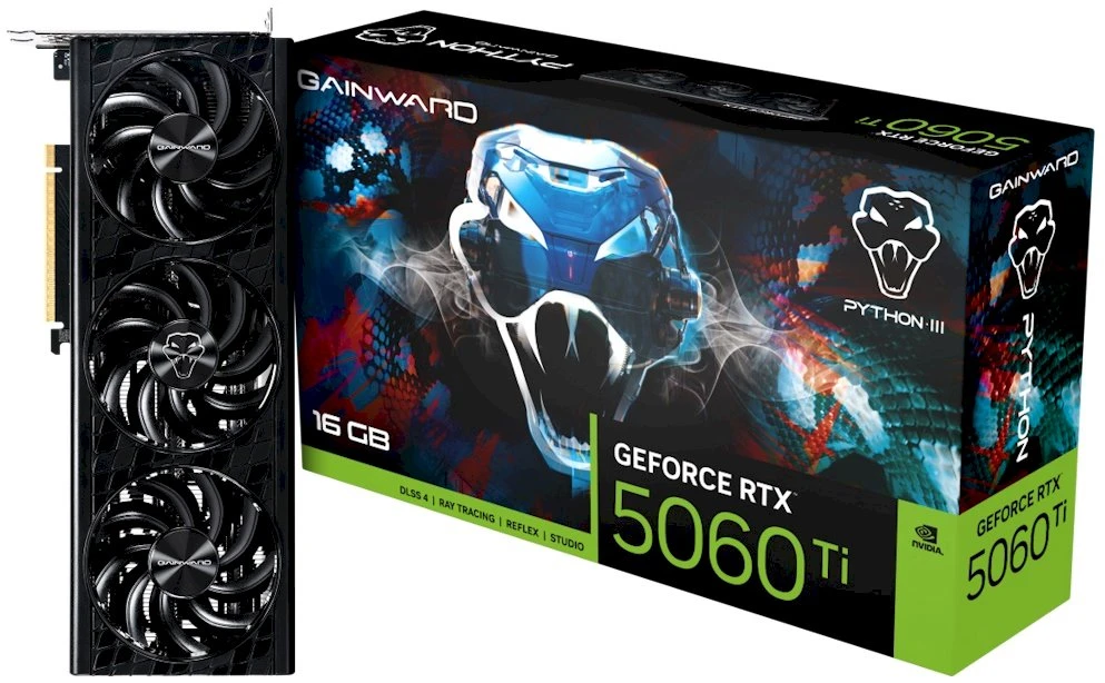 Vaizdo plokštė „Gainward GeForce RTX 5060 Ti Python III“ su 16384 MB GDDR7 atmintimi
