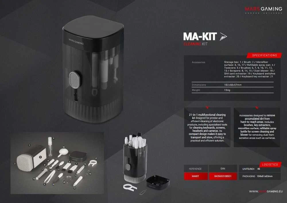 Mars Gaming MAKIT 21-in-1 daugiafunkcis valymo rinkinys