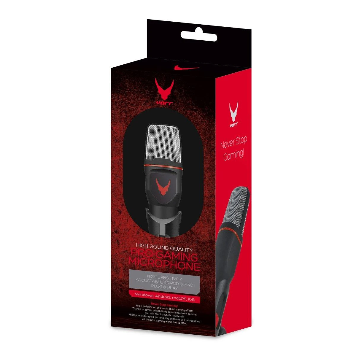 Mikrofonas VARR GAMING MICROPHONE MINI + TRIPOD juodas