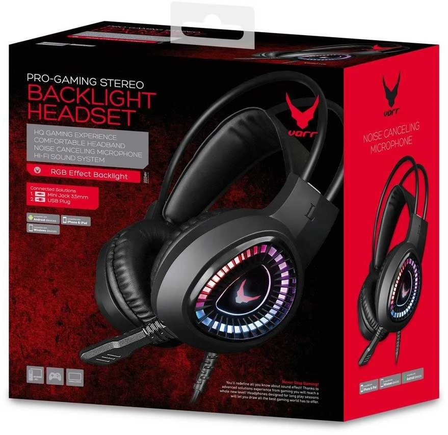 Varr VH8010 Lite žaidimų ausinės su RGB apšvietimu