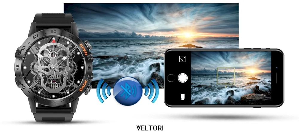 VELTORI VT120-1 Išmanusis laikrodis su juodu silikoniniu dirželiu