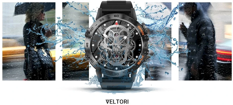 VELTORI VT120-1 Išmanusis laikrodis su juodu silikoniniu dirželiu