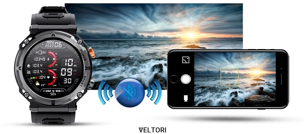 VELTORI VT130-1 Išmanusis laikrodis Juodas silikoninis dirželis