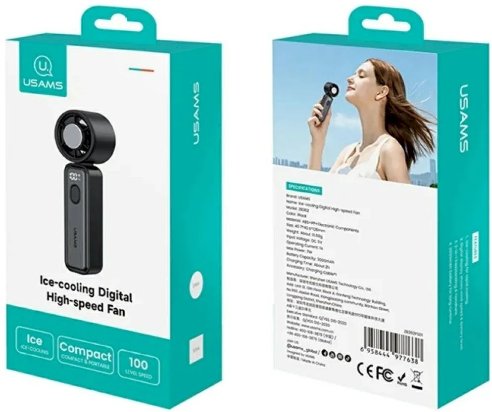 Ventiliatorius „Wiatrak USAMS Ice-Cooling Digital High Speed 2000mAh“ juodas