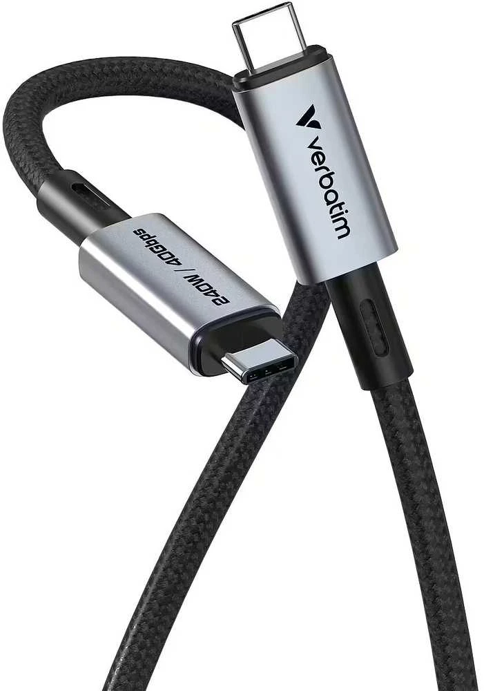 Kabelis Verbatim Sync & Charge USB-C į USB-C 40Gb/s 240W display 120cm juodos spalvos 31849