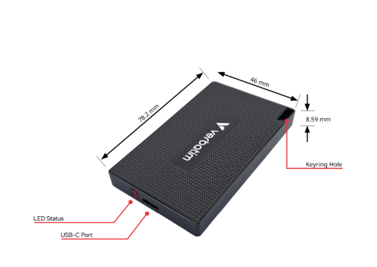Kietasis diskas Verbatim Mini Diskas SSD 1TB USB-C 3.2 + kabelis USB-C/USB-C-USB-A 32031