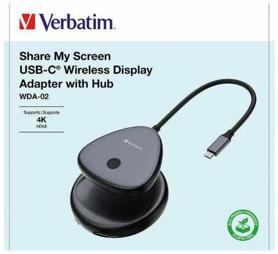 Verbatim belaidis vaizdo perdavimo adapteris 4K USB-C Share My Screen 32147