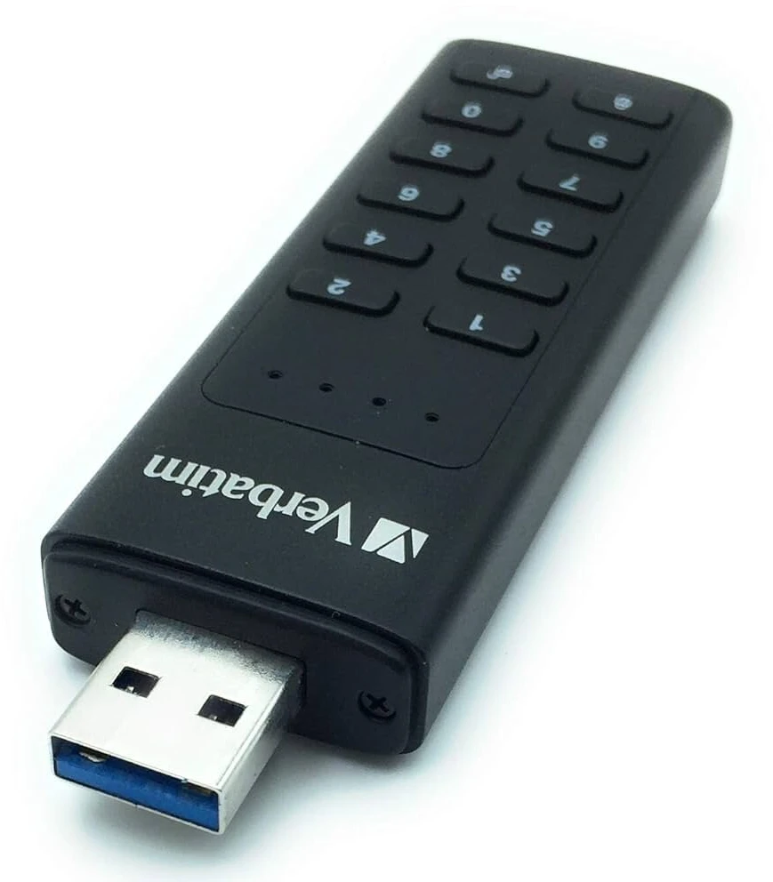 External drive Verbatim klaviatūra Secure USB-C 3.1 Gen 1 128GB juodos spalvos 49429