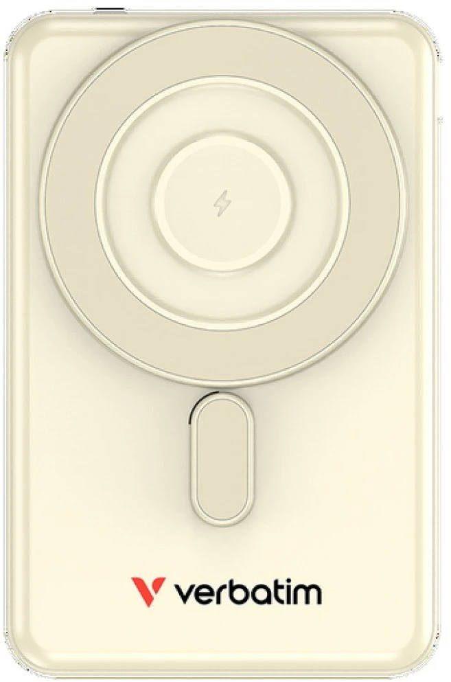 „Verbatim Charge ’n’ Go 2C“ magnetinis belaidis išorinis akumuliatorius su stovu, 5000 mAh, 2 × USB-C, auksinės spalvos