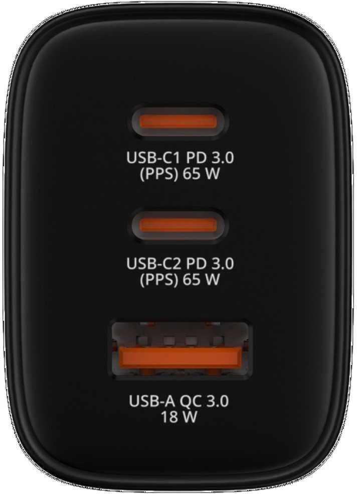 Verbatim GaN Travel Charger Essentials 65W, 2×USB-C PD, 1×USB-A QC, EU Plug, Juodas