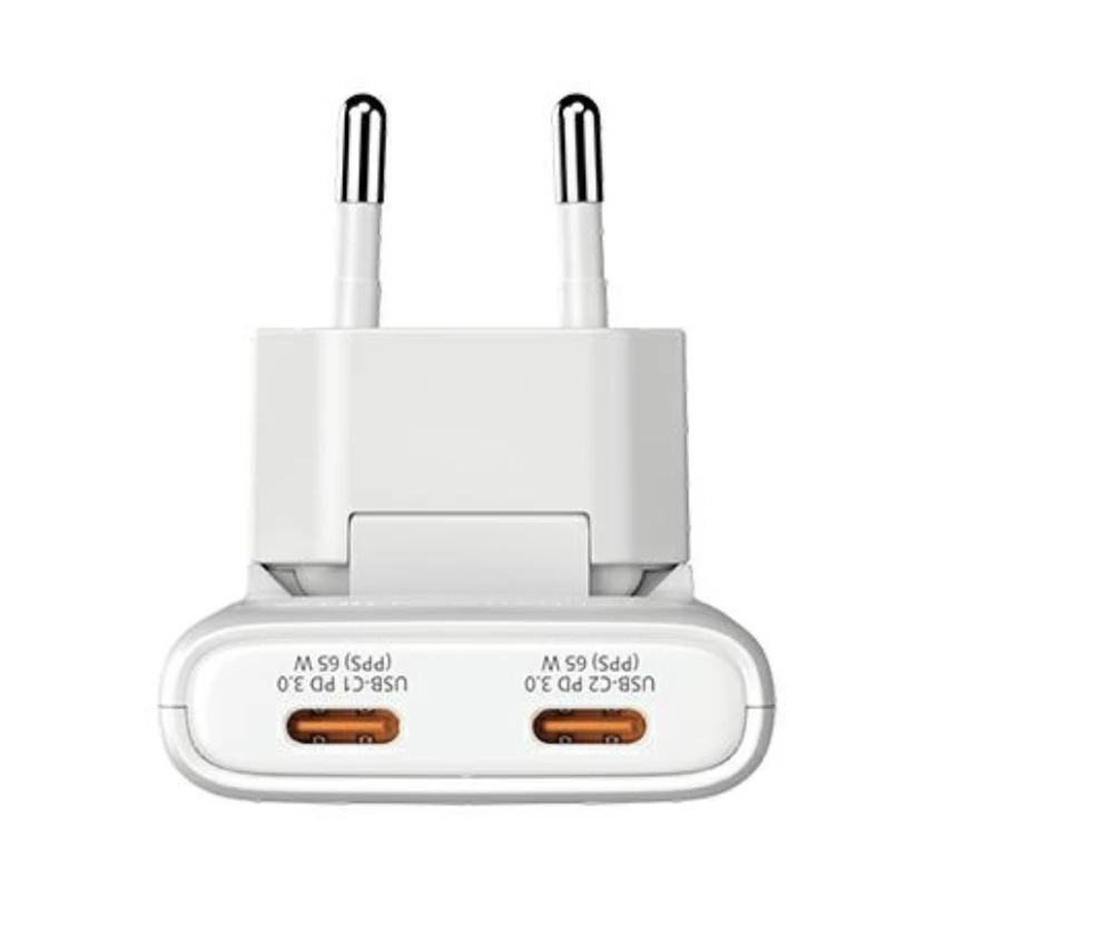 Verbatim GaN kelioninis įkroviklis sulankstomas „n“ Go 65 W, 2 × USB-C PD ES kištukas, Baltas